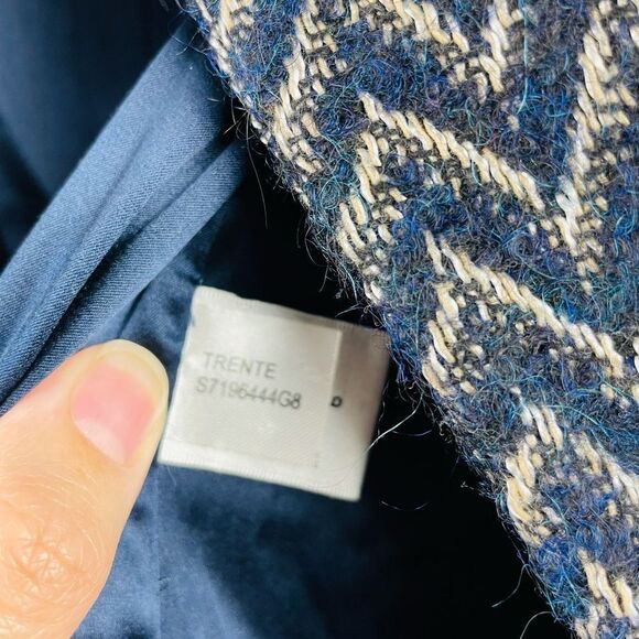 Diane Von Furstenberg Trente Wool/Mohair/Silk Navy Chevron Zigzag Coat Size 6 - Picture 12 of 12